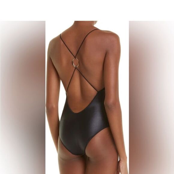 NWT Oséree Open-Back Halterneck Glow One-Piece Swimsuit in Black sz Small - Picture 5 of 10
